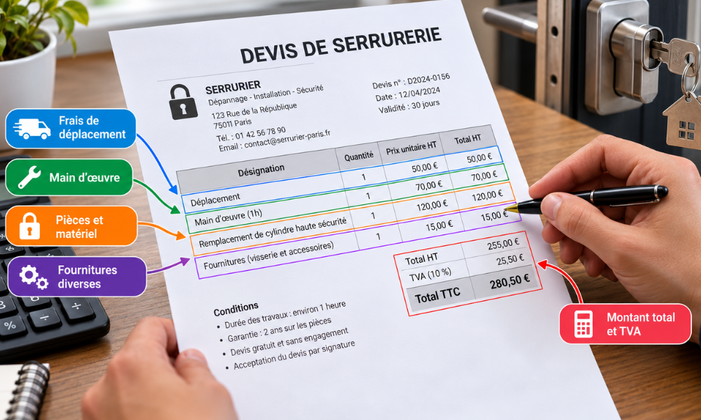 lire un devis de serrurerie